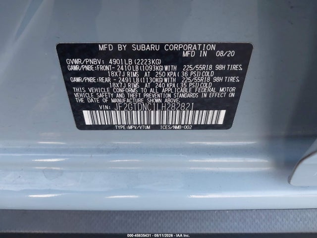 Продажа на аукционе авто 2020 Subaru Crosstrek Hybrid, vin: JF2GTDNC1LH282821, номер лота: 45835431