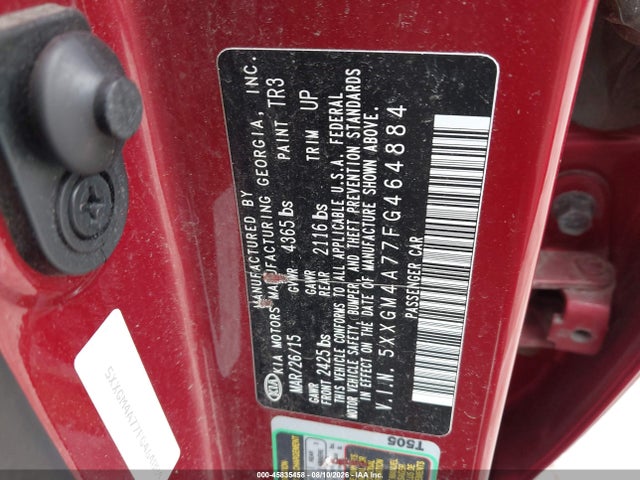 Auction sale of the 2015 Kia Optima Lx, vin: 5XXGM4A77FG464884, lot number: 45835458