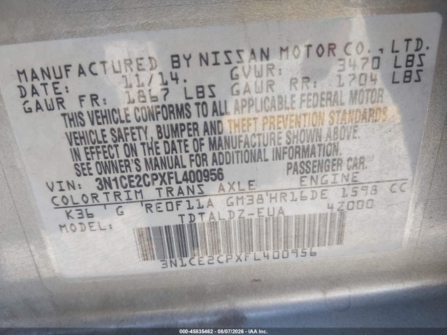 Nissan Versa Note Sv 2015 3N1CE2CPXFL400956 Image 9