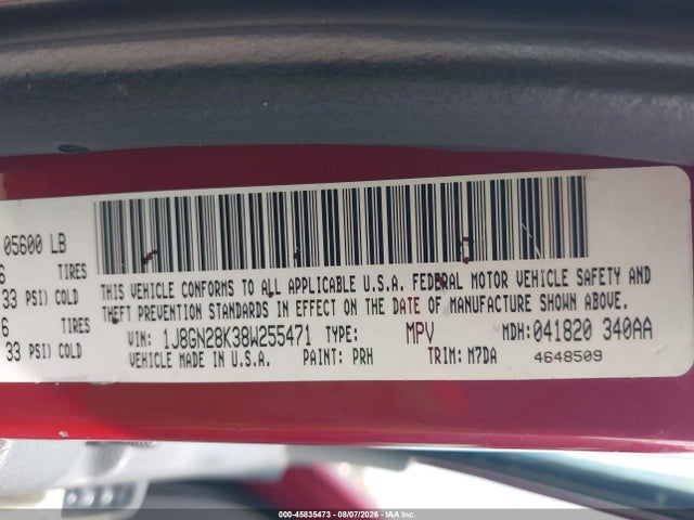 Продаж на аукціоні авто 2008 Jeep Liberty Sport, vin: 1J8GN28K38W255471, номер лоту: 45835473