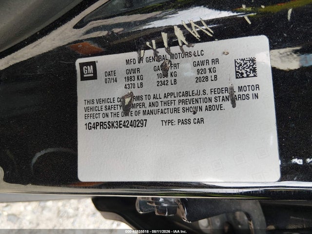 Продаж на аукціоні авто 2014 Buick Verano Convenience Group, vin: 1G4PR5SK3E4240297, номер лоту: 45835518