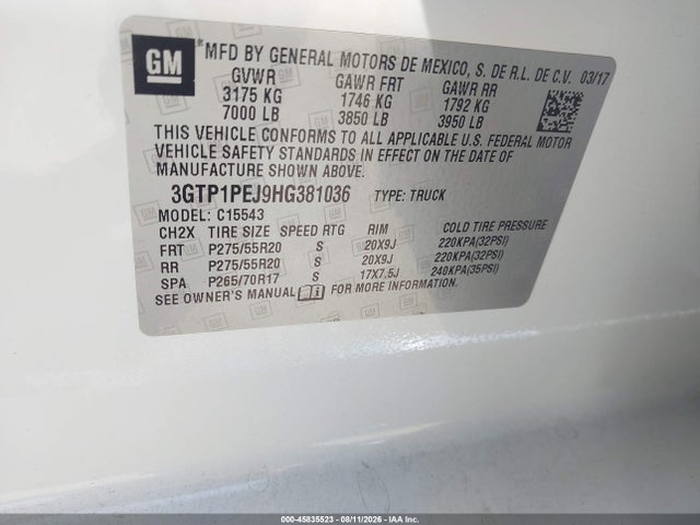 GMC Sierra 1500 Denali 2017 3GTP1PEJ9HG381036 Image 9