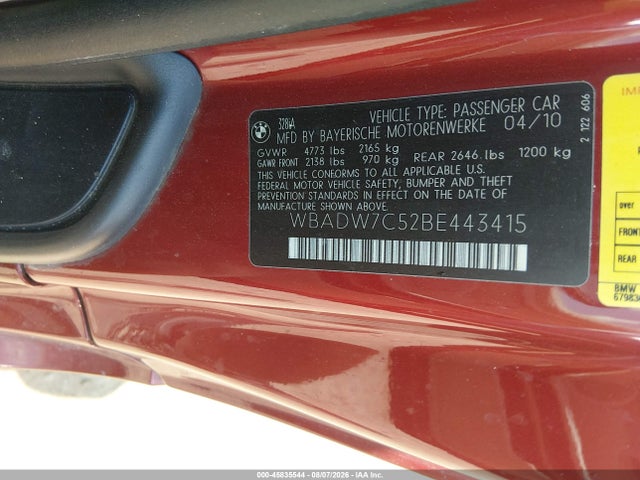 2011 Bmw 328i მანქანა იყიდება აუქციონზე, vin: WBADW7C52BE443415, აუქციონის ნომერი: 45835544