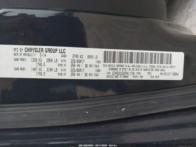 Продажа на аукционе авто 2014 Dodge Grand Caravan Sxt, vin: 2C4RDGCG2ER411734, номер лота: 45835552