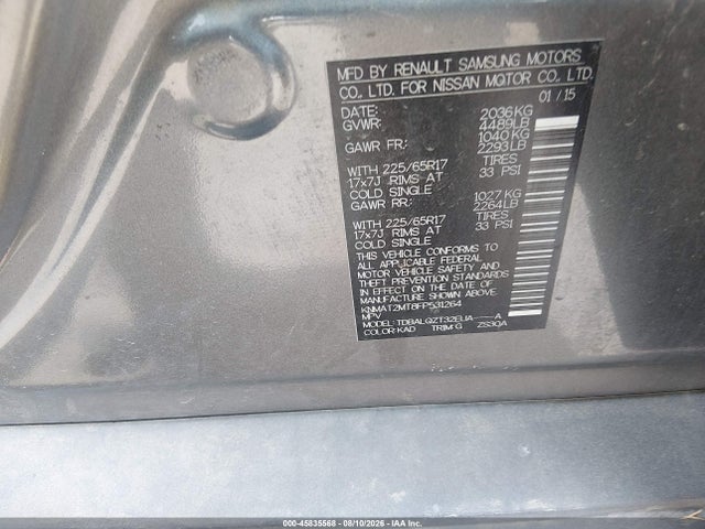 Nissan ROGUE SV 2015 KNMAT2MT8FP531264 Image 9