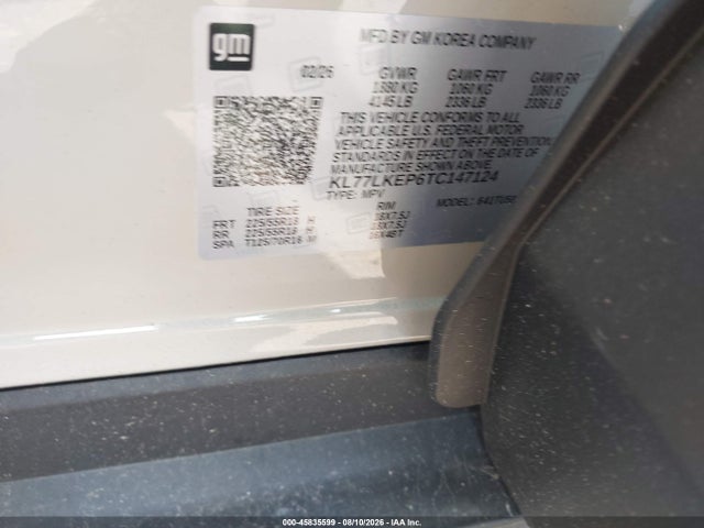 45835599 :رقم المزاد ، KL77LKEP6TC147124 vin ، 2026 Chevrolet Trax Fwd Activ مزاد بيع