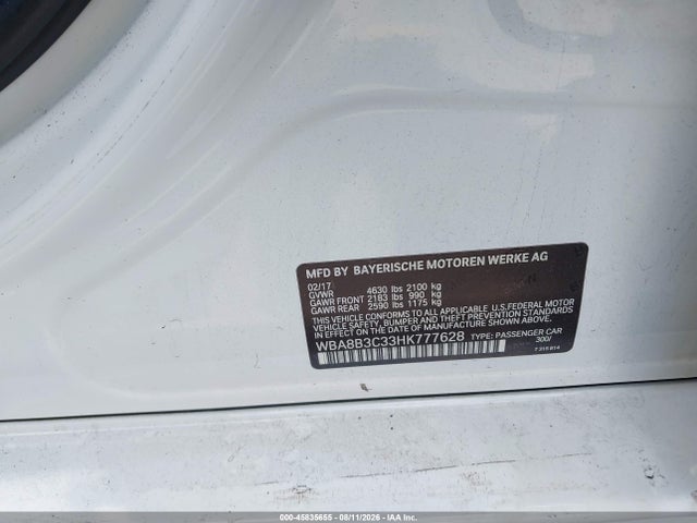 Продаж на аукціоні авто 2017 Bmw 340i, vin: WBA8B3C33HK777628, номер лоту: 45835655