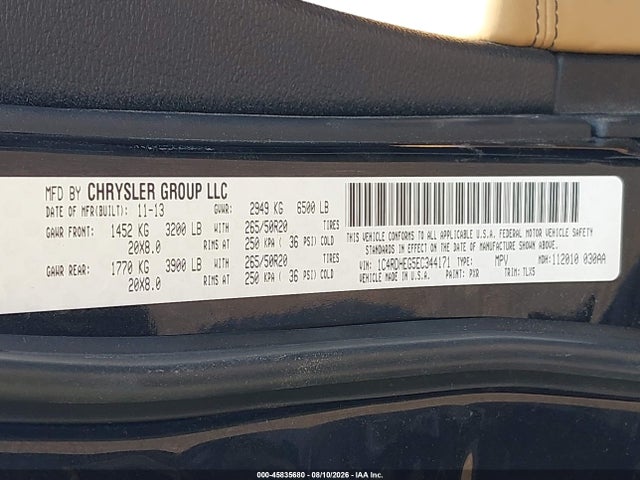 2014 Dodge Durango Citadel მანქანა იყიდება აუქციონზე, vin: 1C4RDHEG5EC344171, აუქციონის ნომერი: 45835680
