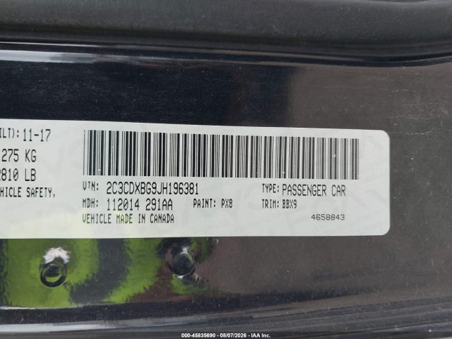 Продажа на аукционе авто 2018 Dodge Charger Sxt Rwd, vin: 2C3CDXBG9JH196381, номер лота: 45835690