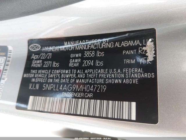Hyundai ELANTRA SE 2021 5NPLL4AG9MH047219 Image 9