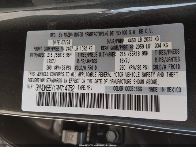 Aukcja sprzedaży 2024 Mazda Cx-30 2.5 Turbo Premium Plus Package, vin: 3MVDMBEY1RM714762, numer aukcji: 45835705
