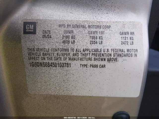 Aukcja sprzedaży 2005 Cadillac Cts-v, vin: 1G6DN56S450103781, numer aukcji: 45835746