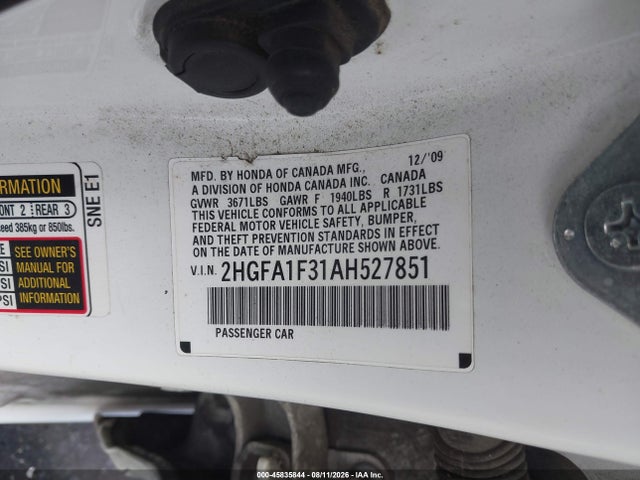 Продаж на аукціоні авто 2010 Honda Civic Vp, vin: 2HGFA1F31AH527851, номер лоту: 45835844