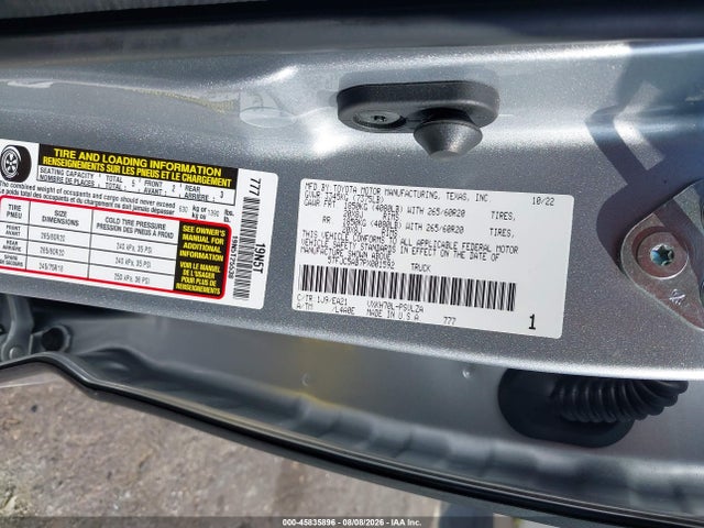 2023 Toyota Tundra Hybrid Limited მანქანა იყიდება აუქციონზე, vin: 5TFJC5AB7PX001592, აუქციონის ნომერი: 45835896