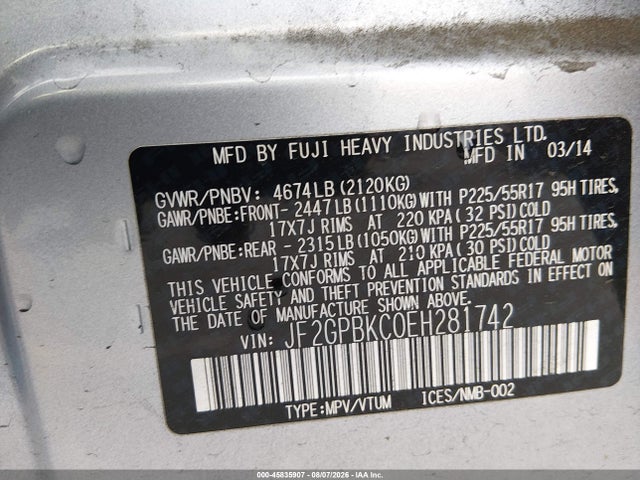 JF2GPBKC0EH281742 Subaru Xv Crosstrek Hybrid 2.0i Touring
