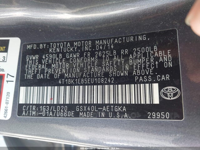 Toyota AVALON XLE 2014 4T1BK1EB5EU108242 Image 9
