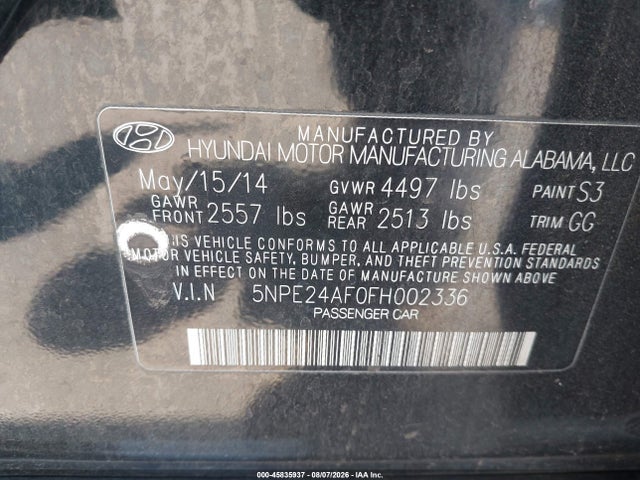 Hyundai SONATA SE 2015 5NPE24AF0FH002336 Image 9