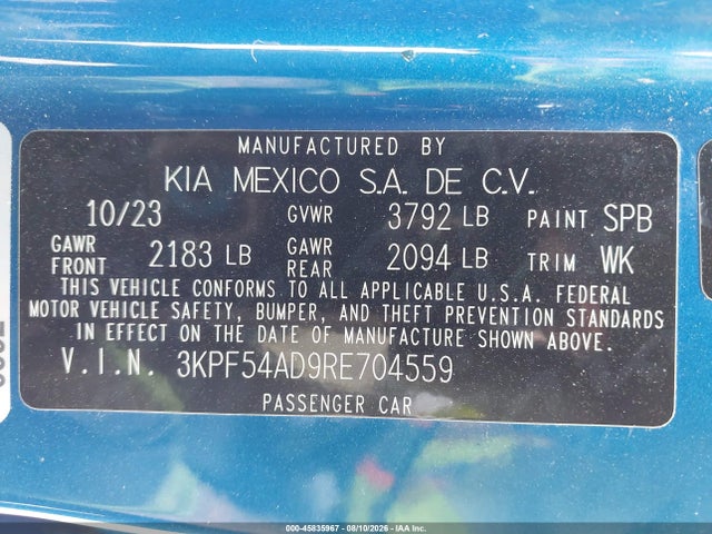 KIA Forte Gt-line 2024 3KPF54AD9RE704559 Image 9