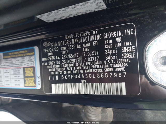 KIA Sorento 2.4l Lx 2020 5XYPG4A30LG682967 Image 9