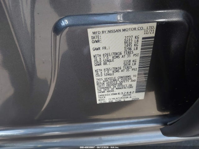 Продажа на аукционе авто 2022 Nissan Frontier S 4x2, vin: 1N6ED1EJ0NN632442, номер лота: 45835997