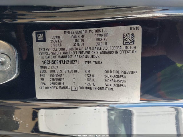 1GCHSCEN7J1210271 Chevrolet Colorado Lt