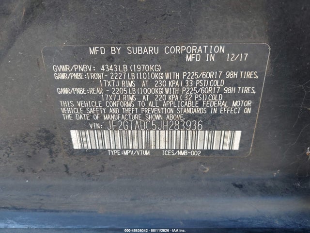 Subaru Crosstrek 2.0i Premium 2018 JF2GTADC5JH283936 Image 9