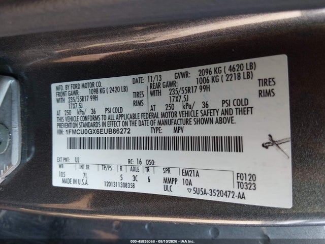 1FMCU0GX6EUB86272 Ford ESCAPE SE