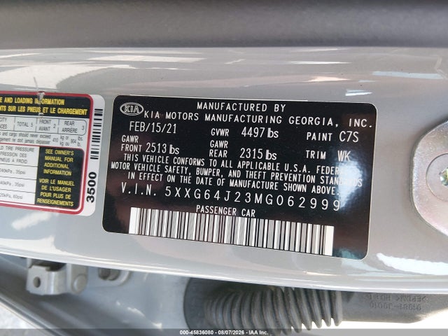 KIA K5 Gt-line 2021 5XXG64J23MG062999 Image 9