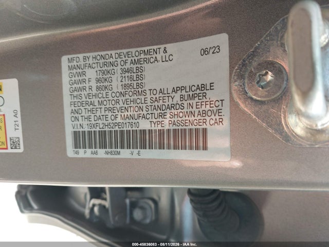 Продажа на аукционе авто 2023 Honda Civic Lx, vin: 19XFL2H52PE017610, номер лота: 45836083