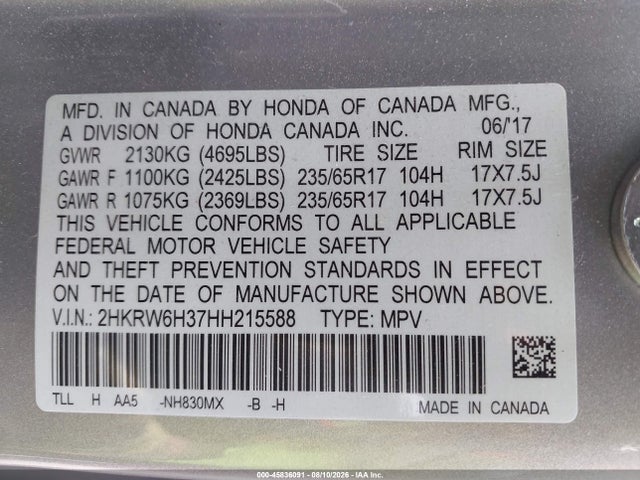 Honda CR-V LX 2017 2HKRW6H37HH215588 Image 9