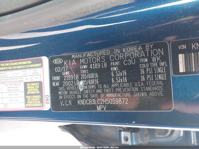 Aukcja sprzedaży 2017 Kia Niro Lx, vin: KNDCB3LC2H5059872, numer aukcji: 45836099