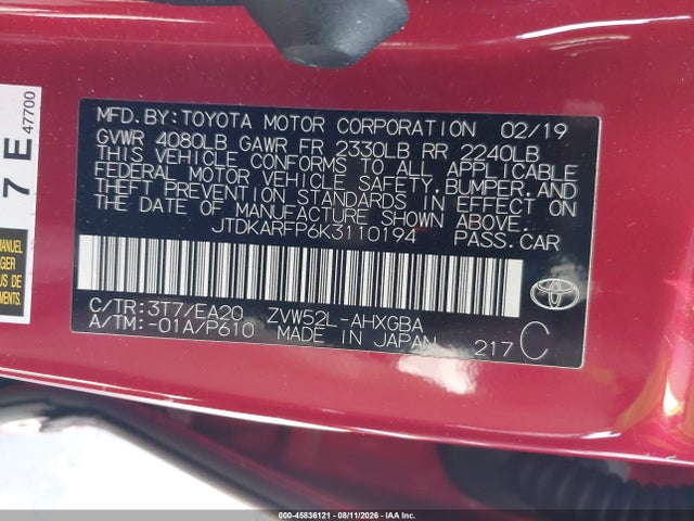 JTDKARFP6K3110194 Toyota Prius Prime Premium