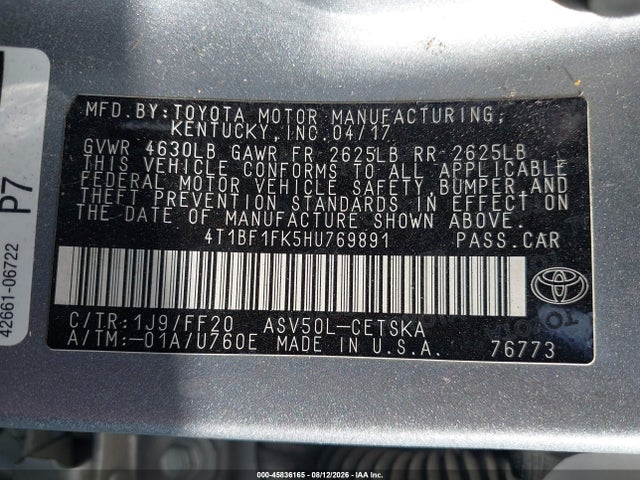 Toyota CAMRY SE 2017 4T1BF1FK5HU769891 Image 9