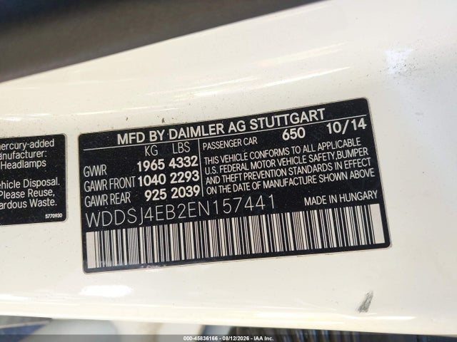 Mercedes-Benz CLA 250 2014 WDDSJ4EB2EN157441 Image 9