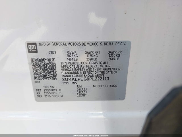 Aukcja sprzedaży 2023 Gmc Terrain Fwd Slt, vin: 3GKALPEG9PL222113, numer aukcji: 45836195