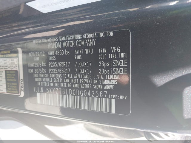 Продажа на аукционе авто 2013 Hyundai Santa Fe Sport, vin: 5XYZT3LB0DG042567, номер лота: 45836215