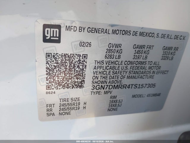 Продажа на аукционе авто 2026 Chevrolet Equinox Ev Lt 1, Fwd, vin: 3GN7DMRR4TS157305, номер лота: 45836235