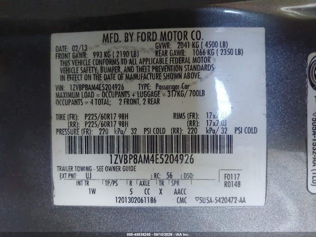 Auction sale of the 2014 Ford Mustang V6, vin: 1ZVBP8AM4E5204926, lot number: 45836240