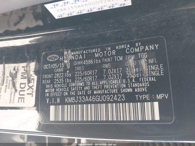 Hyundai TUCSON SE 2016 KM8J33A46GU092423 Image 9