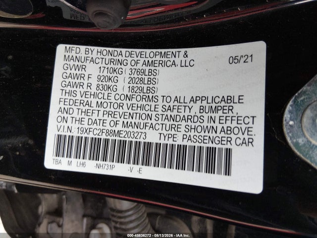 Honda Civic Sport 2021 19XFC2F88ME203273 Image 9