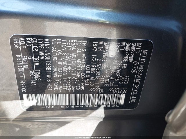 Aukcja sprzedaży 2026 Nissan Rogue Sv, vin: JN8BT3BB1TW081421, numer aukcji: 45836290