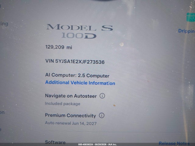 Tesla Model S 100d/75d/p100d 2018 5YJSA1E2XJF273536 Image 15