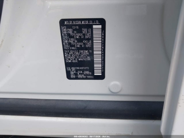 45836383 :رقم المزاد ، JN8AY2NE4H9703772 vin ، 2017 Nissan Armada Platinum مزاد بيع