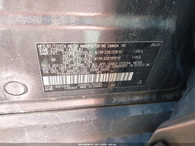45836418 :رقم المزاد ، 2T3N1RFV2MC209060 vin ، 2021 Toyota Rav4 Limited مزاد بيع
