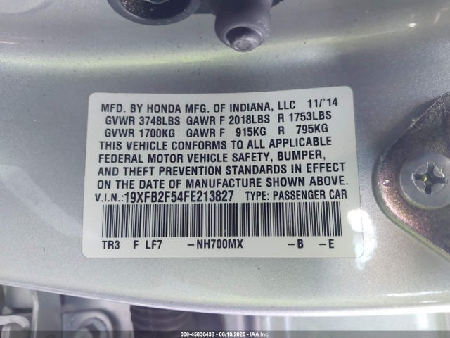 Honda Civic Lx 2015 19XFB2F54FE213827 Image 9