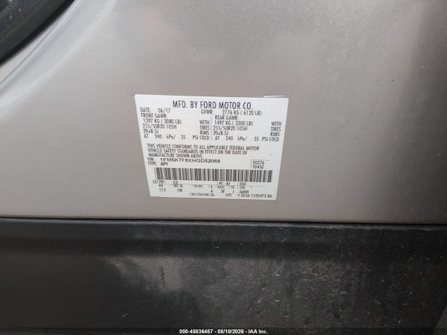 45836457 :رقم المزاد ، 1FM5K7F8XHGD52068 vin ، 2017 Ford Explorer Limited مزاد بيع