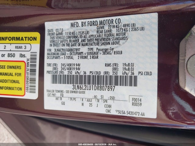 Продажа на аукционе авто 2013 Lincoln Mkz Hybrid, vin: 3LN6L2LU1DR807897, номер лота: 45836459
