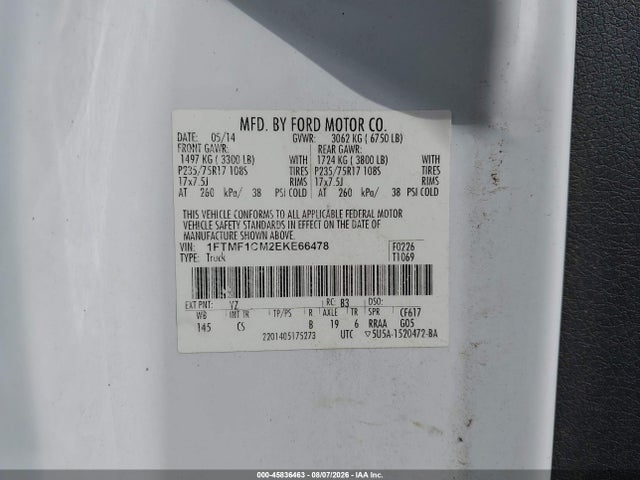 Ford F-150 Xl 2014 1FTMF1CM2EKE66478 Image 9