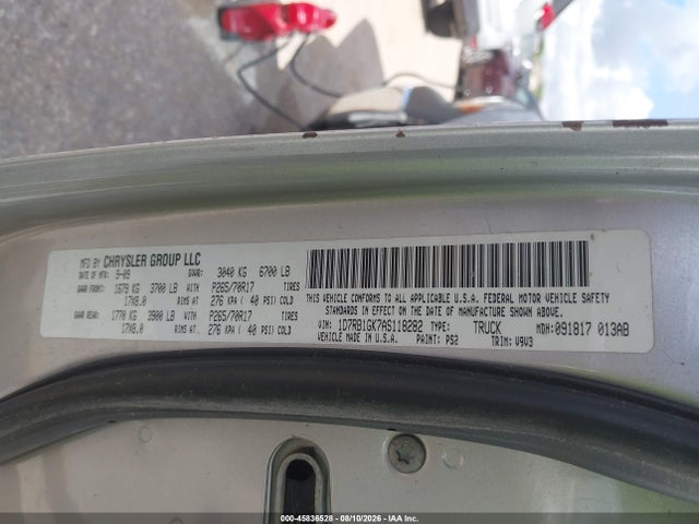 Продажа на аукционе авто 2010 Dodge Ram 1500 St, vin: 1D7RB1GK7AS118282, номер лота: 45836528