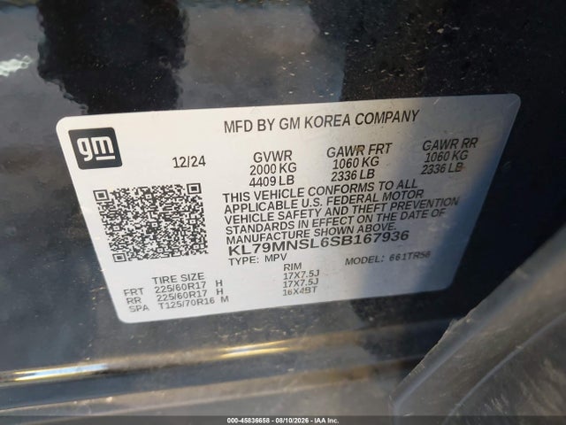 KL79MNSL6SB167936 Chevrolet Trailblazer Awd Ls